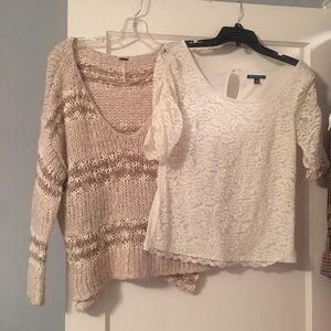 Free People Sweater and American Eagle Blouse